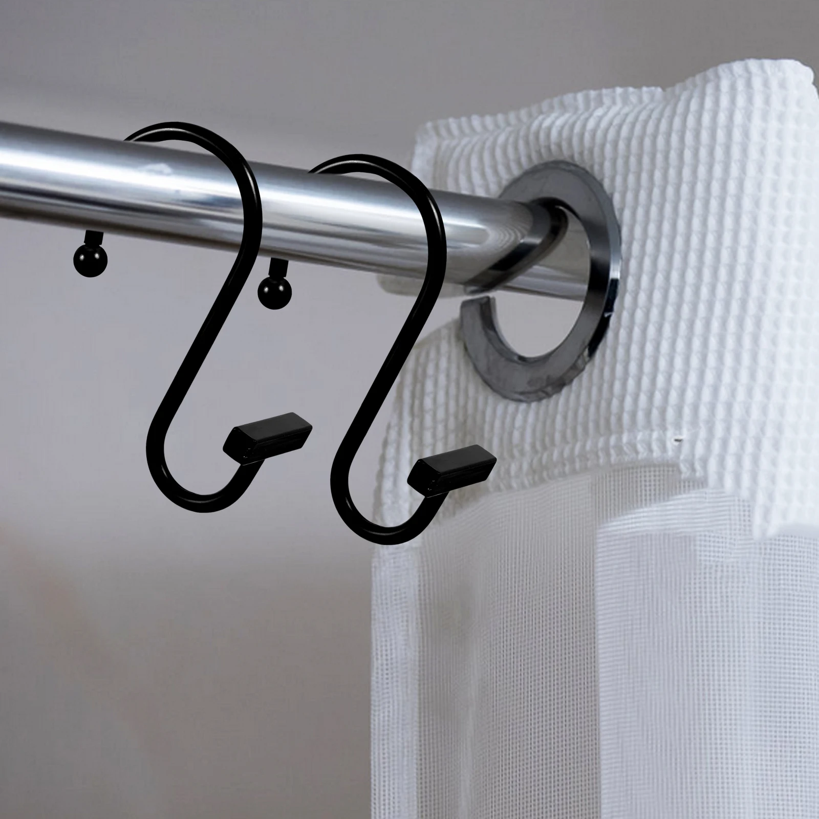 12 قطعة خطافات ستائر معدنية على شكل S شماعات دش لستائر الدش وستائر النوافذ حل تعليق منزلي مقاوم للصدأ