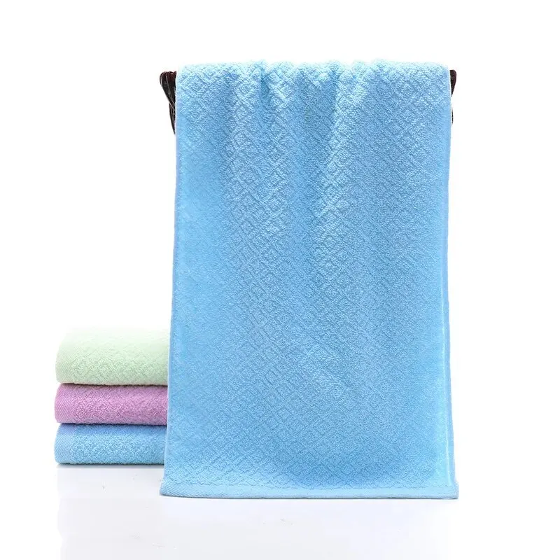 2pcs Cotton Towel Rhombus Plain Colour Towel Quick Absorbent Soft Quick Dry Face Towel Bathroom Hotel Travel Supply