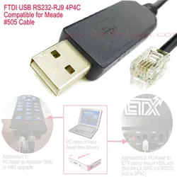 FTDI USB RS232 RJ10 4P4C for Meade Autostar #497 HBX Upgrade Cable ETX125 127 Goto Cable Meade 505 Cable