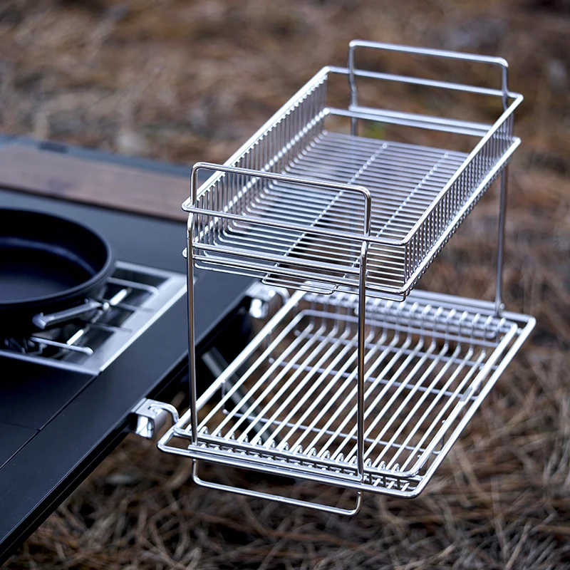 

Outdoor I Drain Basket Double Layer Hanger Shelf Adaptation System Side Extension Extension Rack