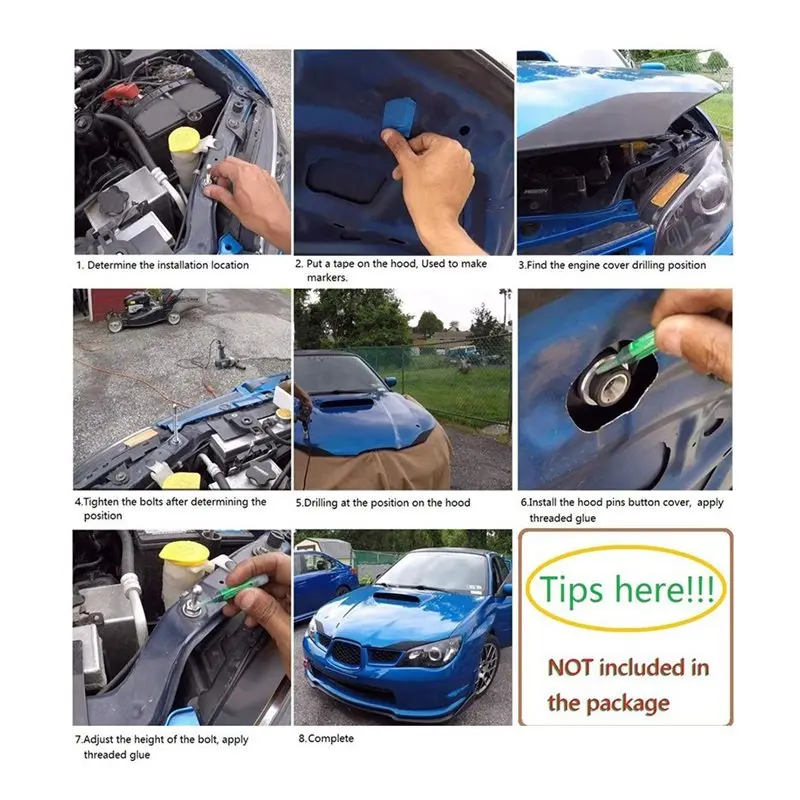Universal 62Mm Diameter Aluminum Alloy Push Button Hood Pin Lock Clip Kit Quick Release Latches 2-Pack For Auto Car