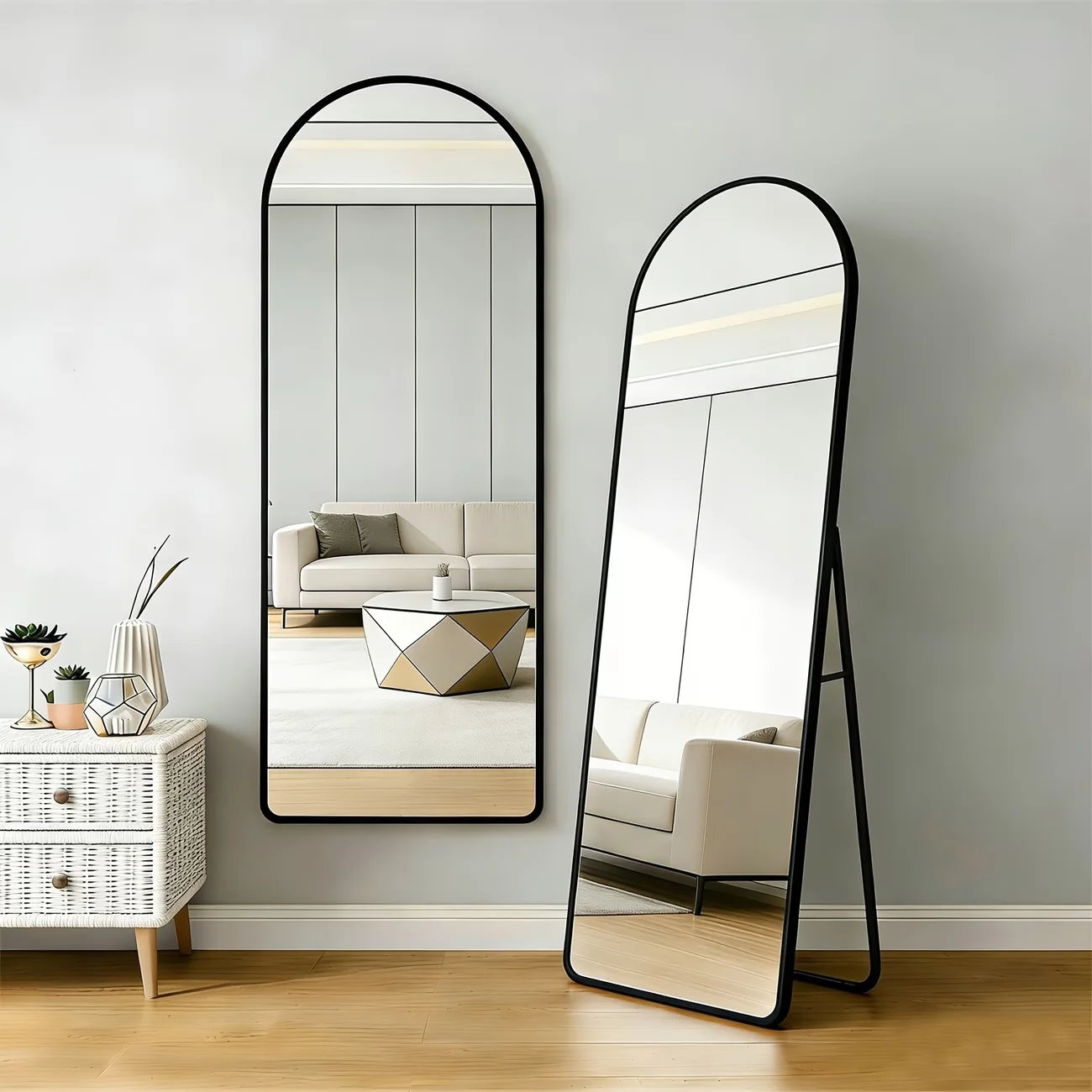 Übergroßer Ganzkörperspiegel 160x48cm, Moderner Rechteckiger Standspiegel mit Robustem Aluminiumlegierungsrahmen – HD-Klarer Ankleidespiegel für Schlafzimmer, Wohnzimmer, Badezimmer & Heimdekoration