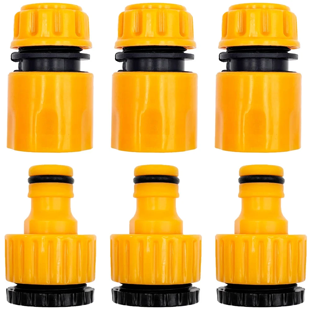 6 Pcs ABS Garden Quick Hose Connector 1/2” End Double Male Hose Coupling Joint Adapter Extender Set For Hose Pipe Tube