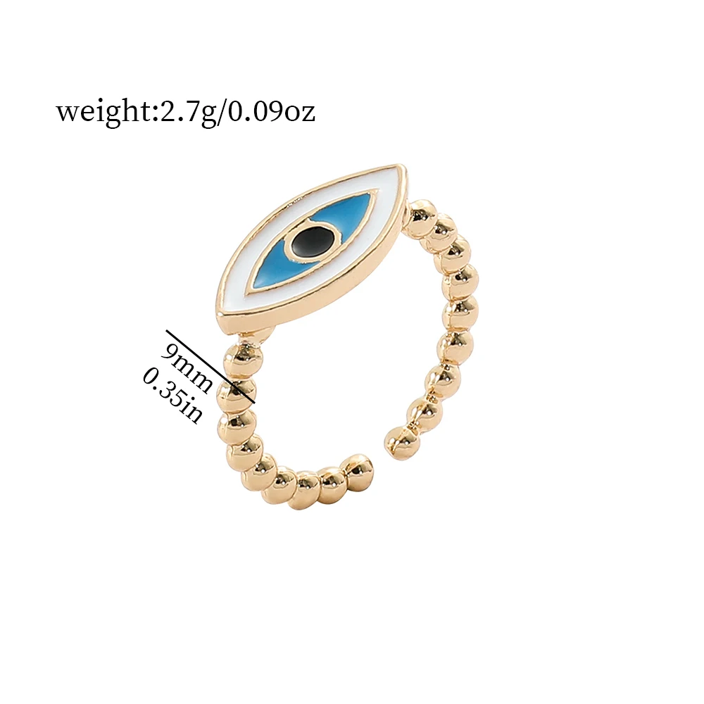 Trendy Hollowed Out Blue Enamel Evil Eye Ring Women Gold Color Plated Fashion Jewelry For Girl Party Gift