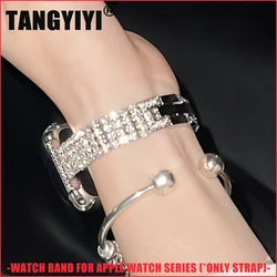 Strap For Apple Watch Band S11/10/9/8/7/SE/6/5/Ultra iWatch 49/46/45/44/42/41/40/38mm Luxury Glitter Slim Diamond Metal Bracelet
