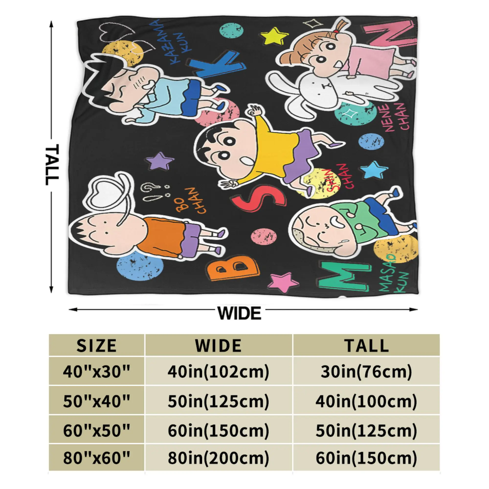 Crayon Shin-chan Wool Blankets Satou Masao Nini Tooru Bochan Custom Throw Blanket for Home 150*125cm Bedspreads