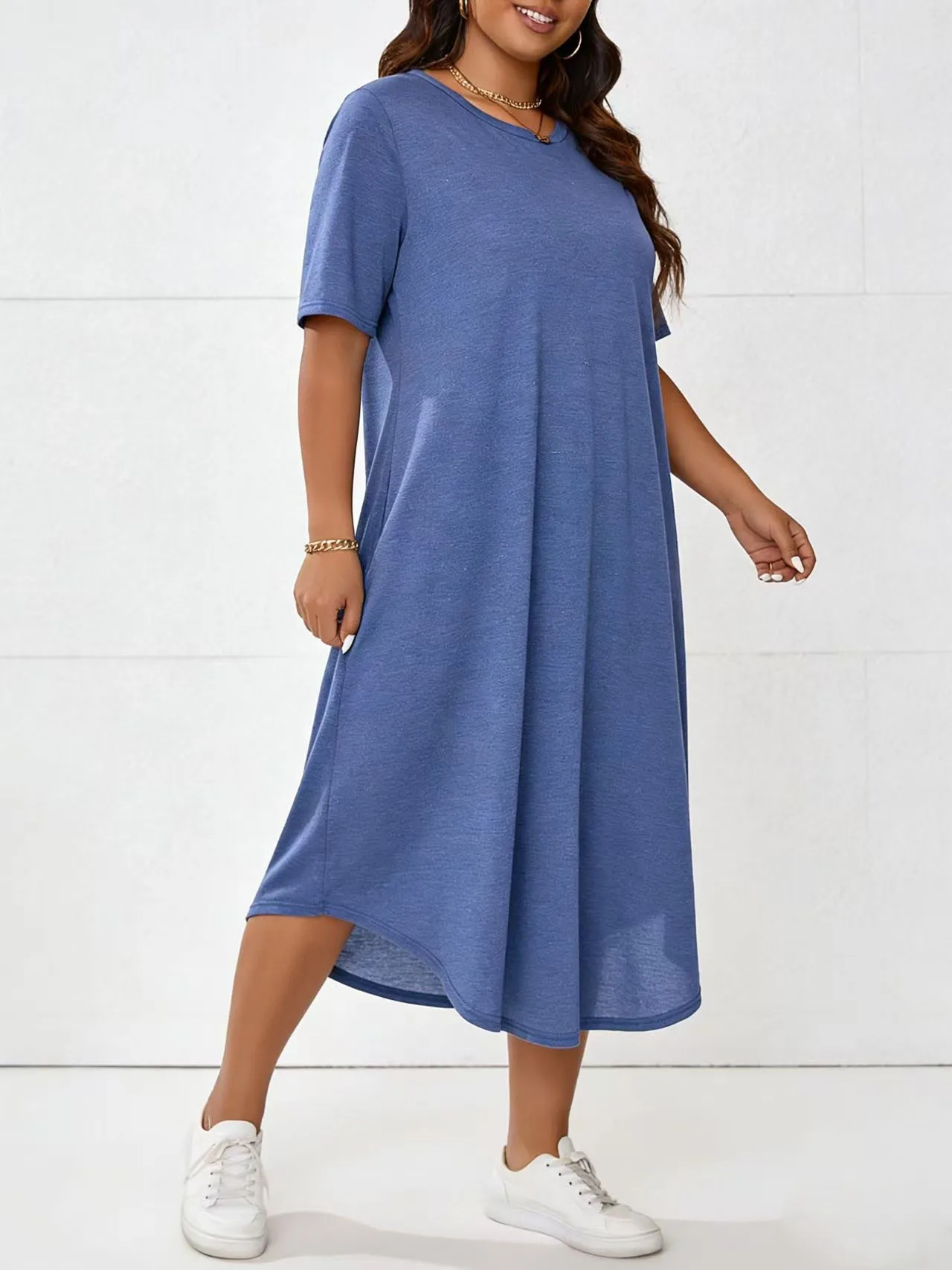 Dames plus size jurk zomer korte mouw