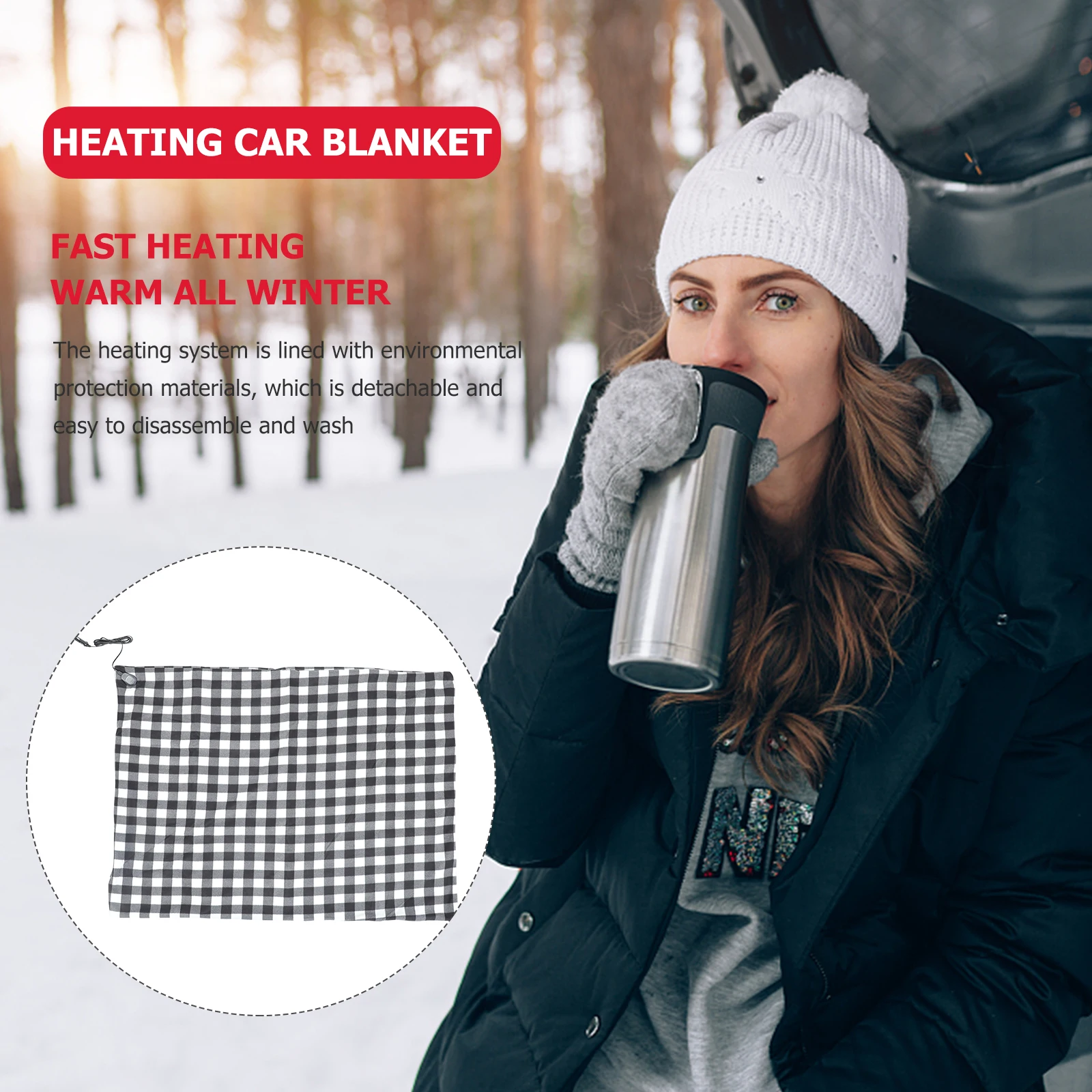 

Fast Heating 12V Electric Blanket For Car Auto Vehicle Heated Travel Throw Blanket 65℃ Thermostat Warm Trips Safe