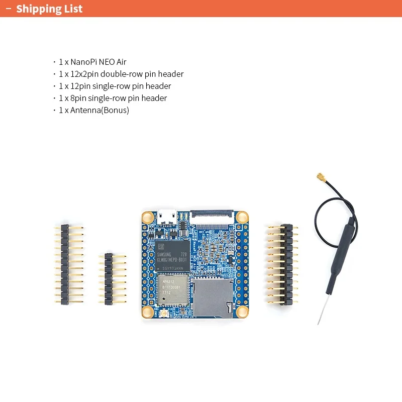 NanoPi Neo Air LTS 512M DDR RAM/8G eMMC Allwinner H3 Quad Cortex-A7,OpenWRT,Wifi&BT Ubuntu Linux Armbian DietPi Kali