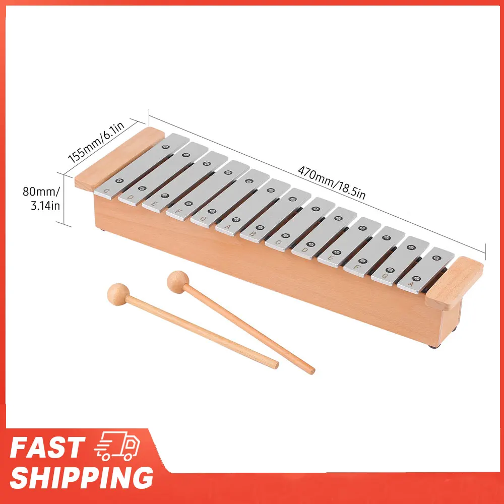 

Портативное алюминиевое фортепиано, ударный инструмент, музыкальный инструмент с деревянными палочками, 13-нот, глокеншпиль