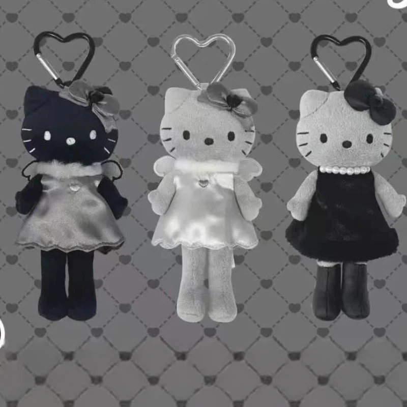Lindo Llavero de Peluche de la Serie Kuromi Ugly Fish Full Black Dark Gray Carbon Black, Figura de Anime, Colgante para Bolsa, Juguete, Decoración, Regalo para Niñas