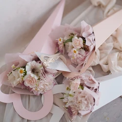 10PCs Portable Flower Box with Heart Handle Mothers Day Gift Packaging Bag Flower Shop Wedding Valentine's Day Decoration 2023
