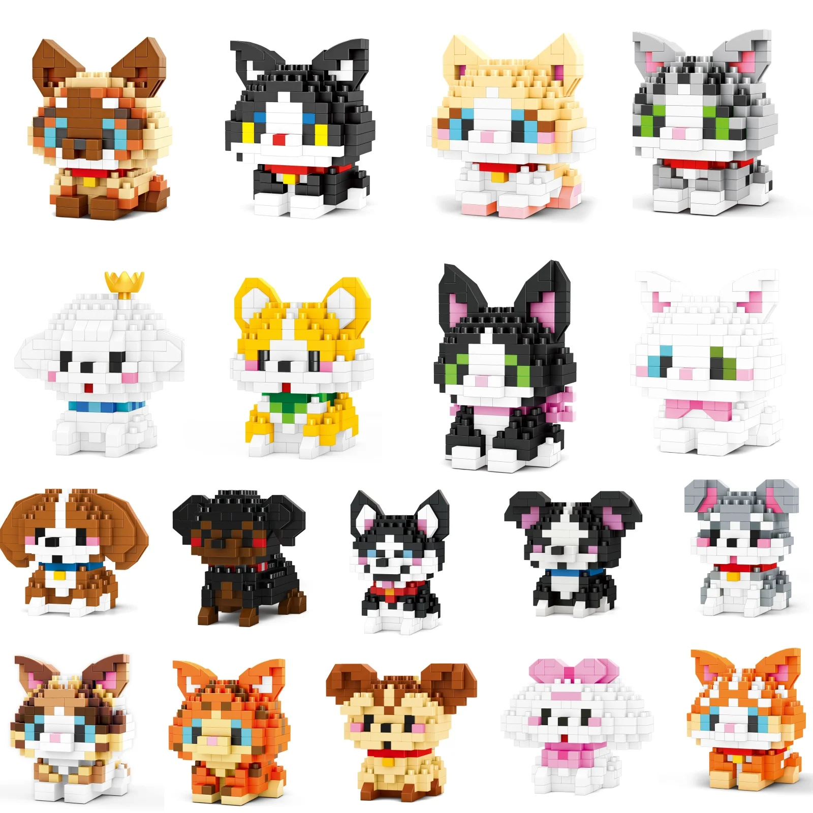 

Cartoon Pet Cats And Dogs Building Blocks Cute Assembled Toys DIY Table Decorations Birthday Gifts For Boys And Girls
