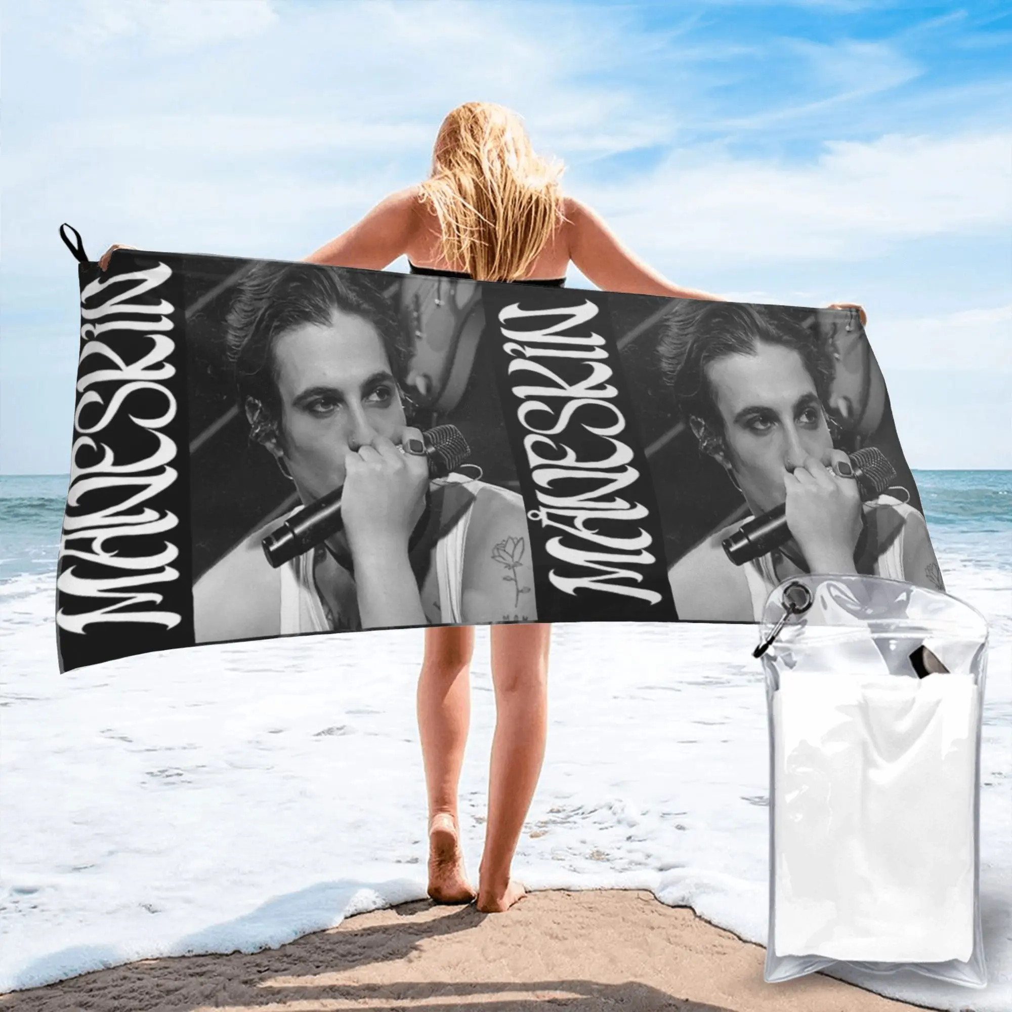 Damiano David Maneskin Beach Towel Soft Microfiber Quick Dry Absorbent Quick Towels For Pool
