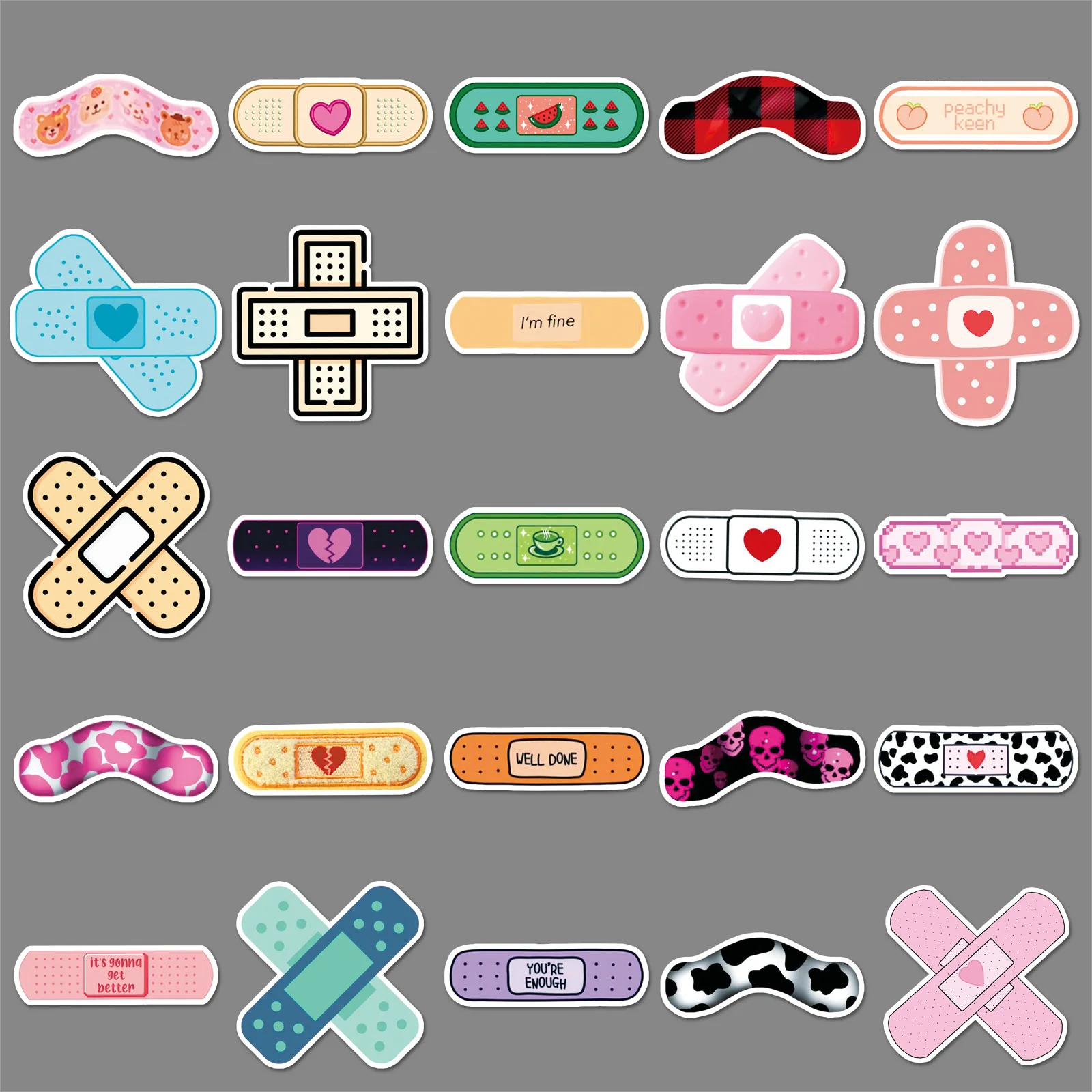 

50PCS Cute Bandage Graffiti Sticker Kawaii Creative Cartoon Decal Notebook Phone Guitar Skateboard Waterproof Sticker Kid Toys