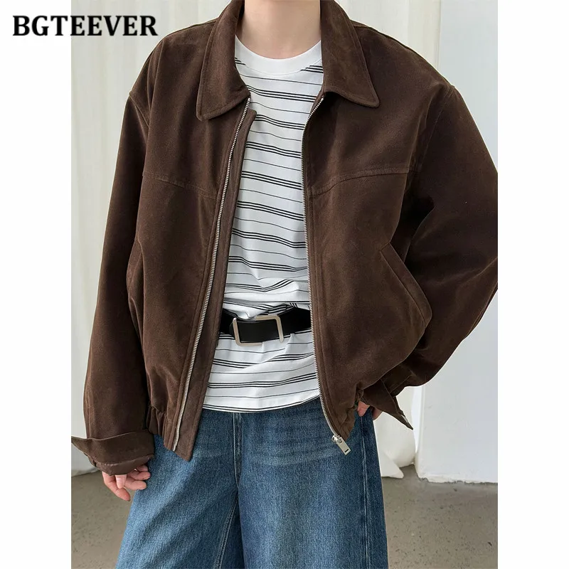 

BGTEEVER Autumn Winter Vintage Lapel Women Suede Jackets Stylish Long Sleeve Loose Female Cardigans Coat