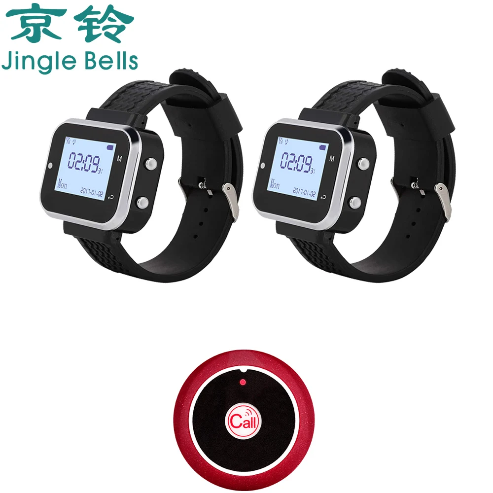 2 Waiter Watch Pager 1 Waiter Table Call Button Wireless Guest Calling System Transmitter for Restaurant Bar Clinic Cafe Paging