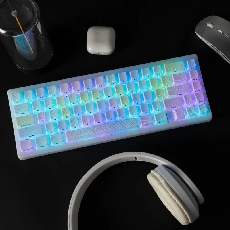 XVX M67 JadeStone Mechanical Keyboard IMD-Tech Keycaps Add Stabilizers LED Tri-Mode Bluetooth 2.4G wired Topographic Keyboard