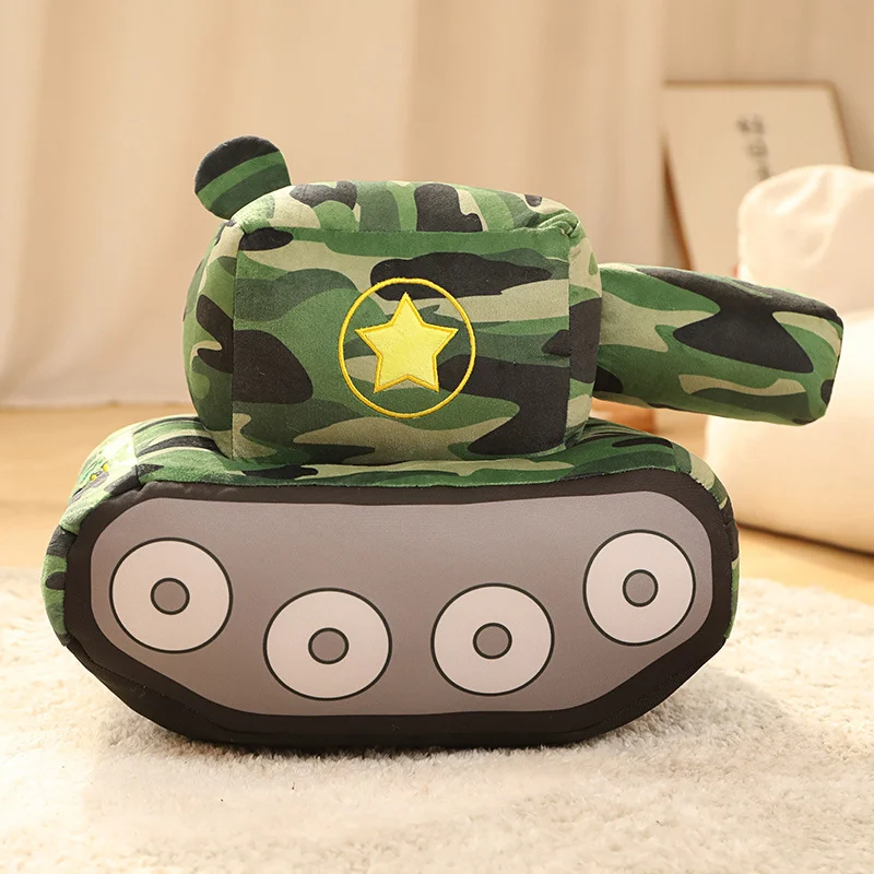 Almohada de juguete de peluche con tanque de tres tamaños, adorno de alfombra para dormitorio, juguete cómodo para niños, regalo de cumpleaños para niño, 1 ud.