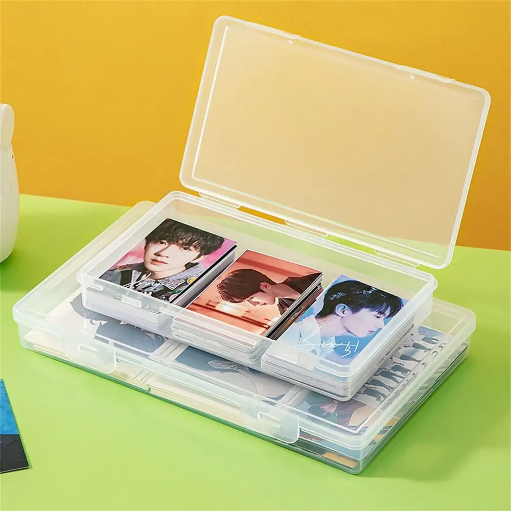 Transparent Photo Card Holder Clear Container Dustproof Idol Photo Storage Box With Lid Plastic Card Collection Organizer