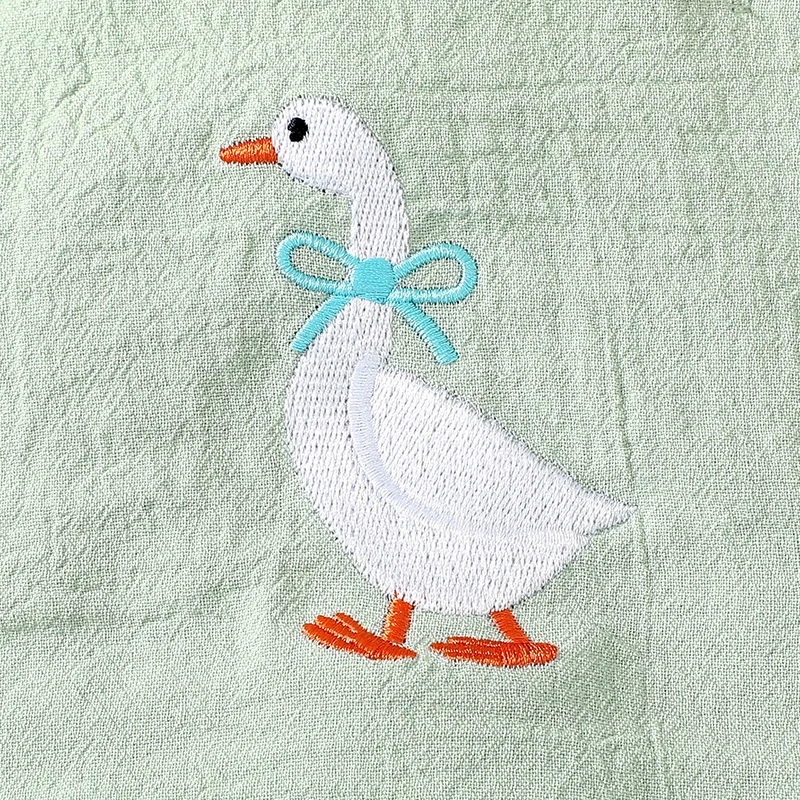 Baby Zoo Animal Clothes Sleeveless Duck Goose Fish Embroidery Romper Hunting Baby Outfit Summer Farm Clothes