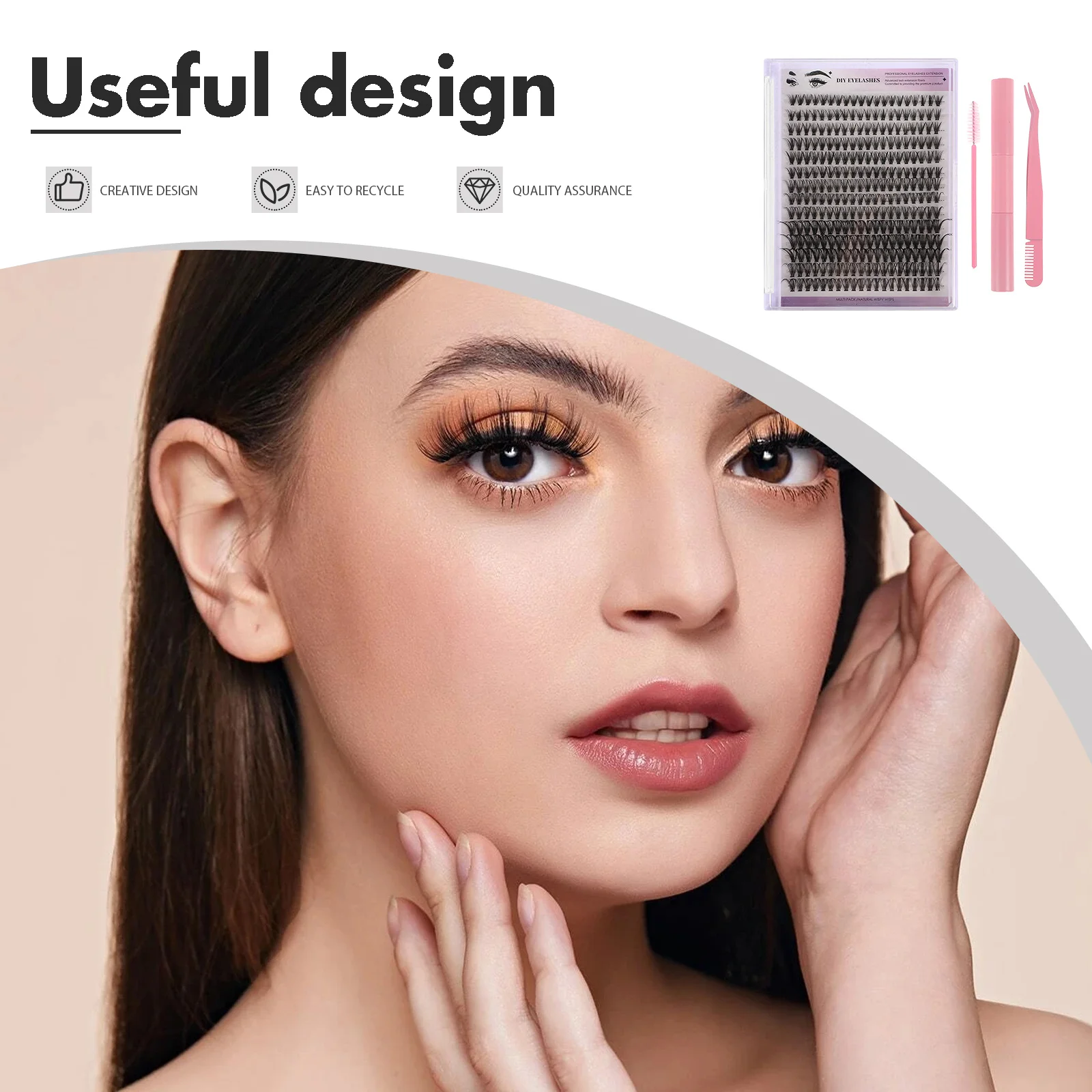 1 conjuntos de cílios postiços cluster kit extensões de cílios individuais sintéticas para aparência natural diy ferramentas de maquiagem dos olhos com removedor