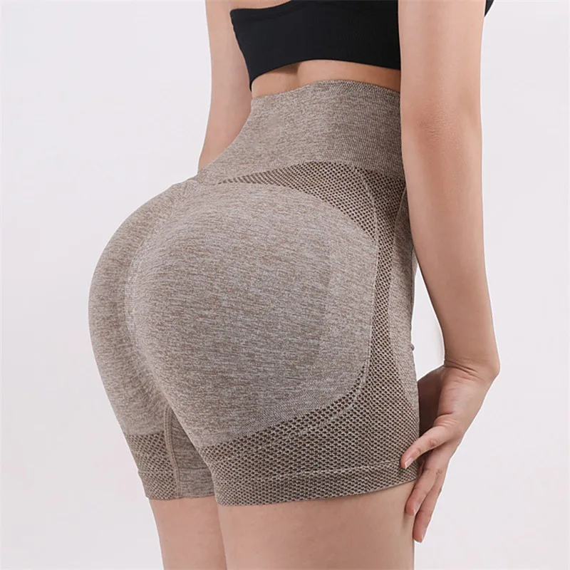 Women Butt Lifting Yoga Shorts Seamless Gym Leggings Tights Elastic Workout High Waist Tummy Control Ruched Booty Pants