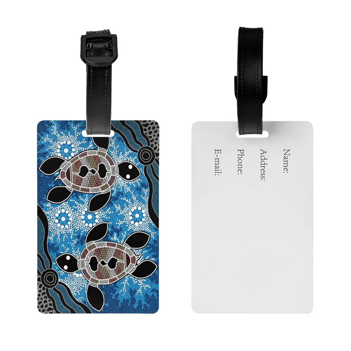 ป้ายติดกระเป๋าเดินทางลายเต่าทะเล ศิลปะชนพื้นเมืองออสเตรเลีย ป้ายติดกระเป๋าเดินทาง ป้ายปกปิดข้อมูลส่วนตัว