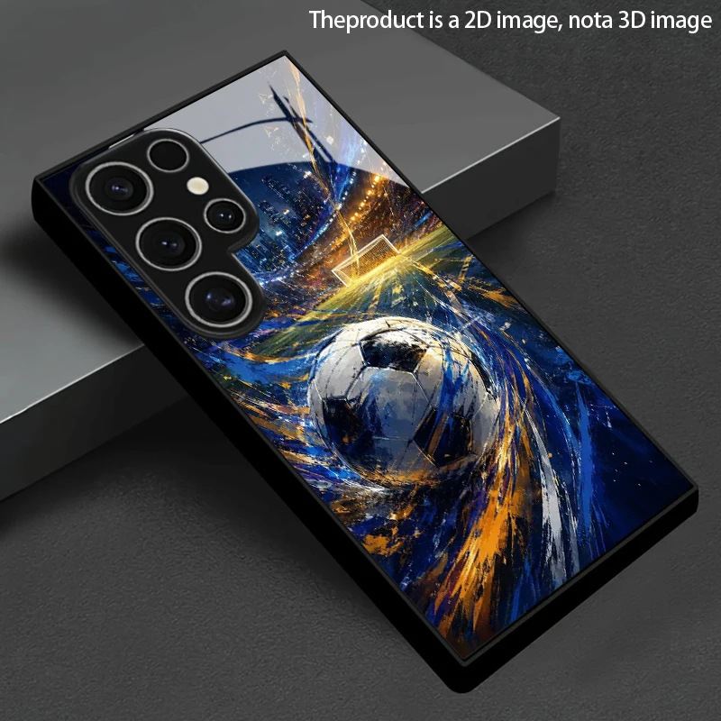 Football Storm Pattern 2D Phone Case for Samsung S26 S25 S24 S23 S22 S21 S20 A56 A36 A16 - Glass Protective Cover