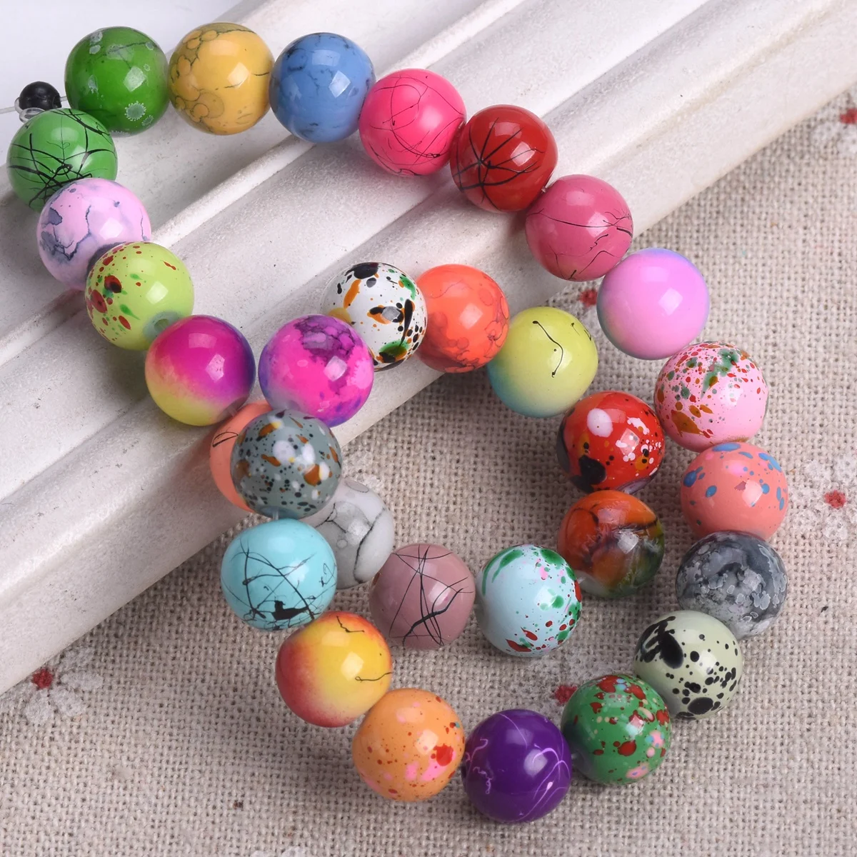 20pcs Round 10mm Coated Opaque Glass Loose Crafts Beads Lot For Jewelry Making DIY Bracelet Findings 32#~48#