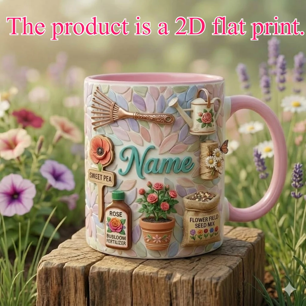 Personalized Floral Gardening Mug Plant Lady Cup Flower Garden Gift Floral Mug 2D Flat Printing Perfect Birthday Christmas Hallo
