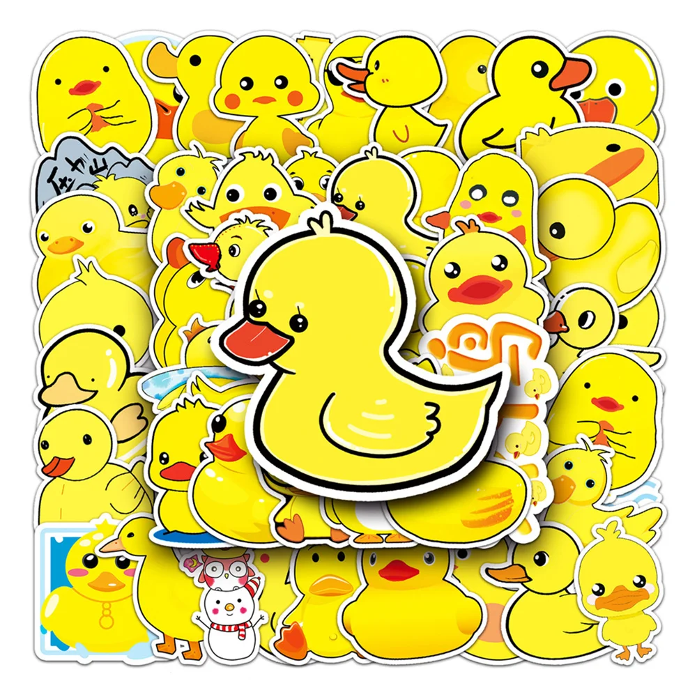 50pcs Cute Little Yellow Duck Stickers For Suitcase Laptop Phone Cartoon Sticker Craft Supplies Vintage Scrapbooking Material