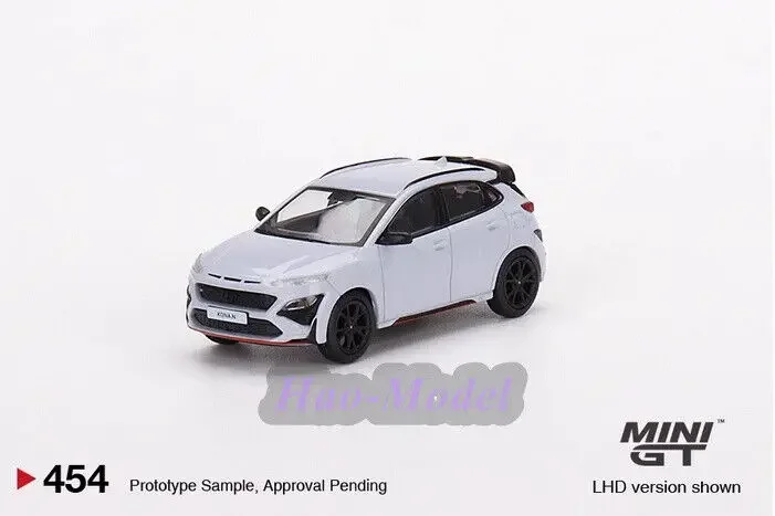 

TSM MINIGT 1/64 для Hyundai KONA N, модель автомобиля, литой под давлением сплав, имитация игрушек, подарки на день рождения для мальчиков, коллекция для хобби, белый цвет