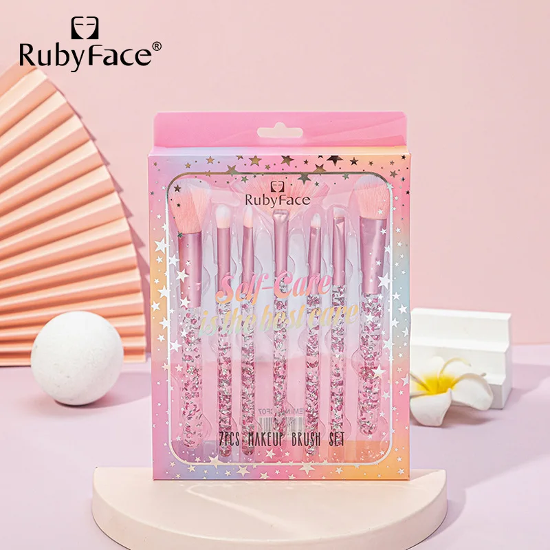 7 Pcs Glitter Diamond Crystal Handle Makeup Brushes Set Powder Foundation Eyebrow Face Make Up Brush Cosmetic Foundation Brush