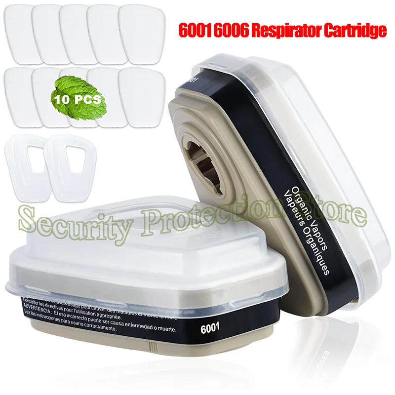 6001/6002/6006 Cartridge Box 5N11 Cotton Filters Set For 3m 6200/7502/6800 Dust Gas Masks Chemical Painting Spraying Respirator