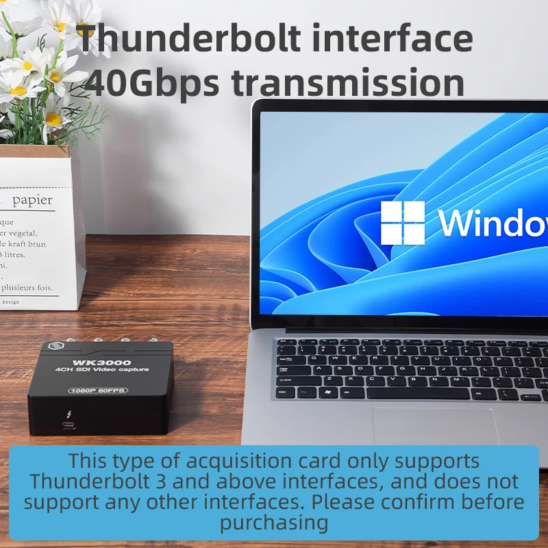 Imagem -04 - Sdi Placa de Captura Vídeo Adaptador tv Dvd 1080p 60fps Áudio av para Computador Câmera Cctv Usb4 Thunderbolt3