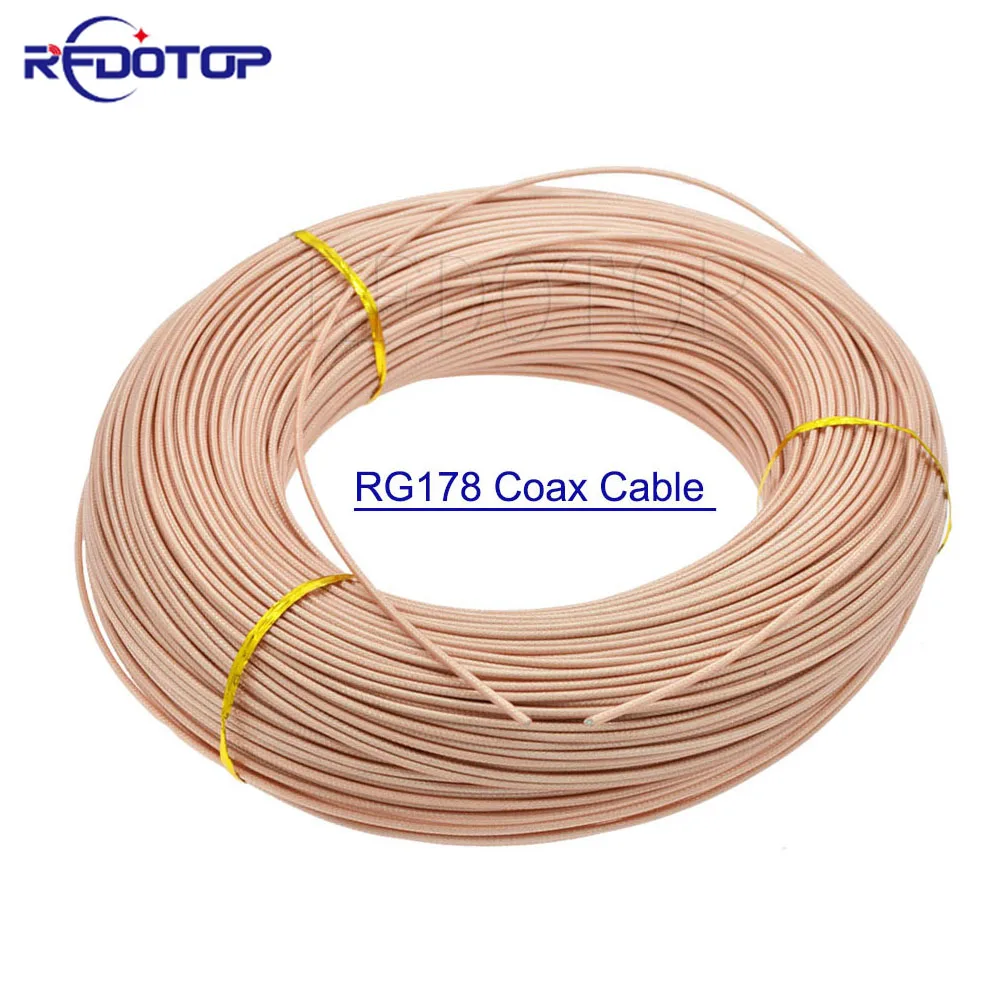 Brown/Black/Whiter RG178 RF Coaxial Cable Silver Plated Copper 50 Ohm Low Loss Coax Cord for Crimp Connector 1M-200M