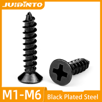 Flat Head Phillips Self-tapping Screws M1 M2 M4 M5 M6 Black Carbon Steel Cross Countersunk Head Screw for Wood Furniture