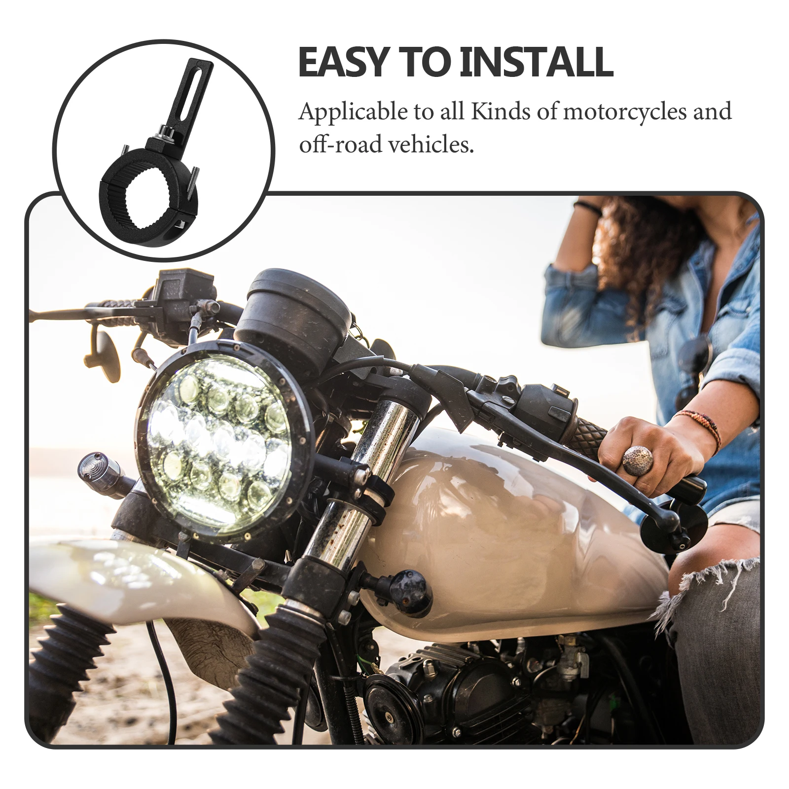 

Motorcycle Headlight Mount Headlamp Bracket Black Clamps Fits 38-60mm Bars Sturdy Material No Drilling Easy Install