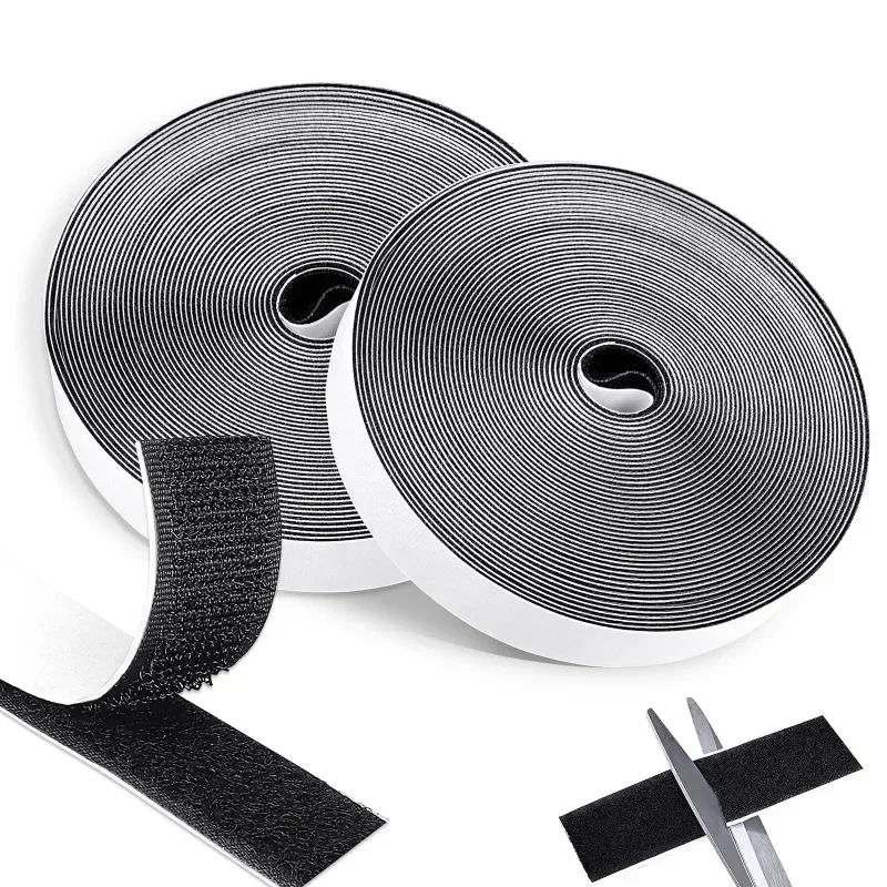 Super Strong Double-sided Self-adhesive Hook and Loop Strip, Reusable, Used for Carpets, Curtains, Mosquito Nets, Storage