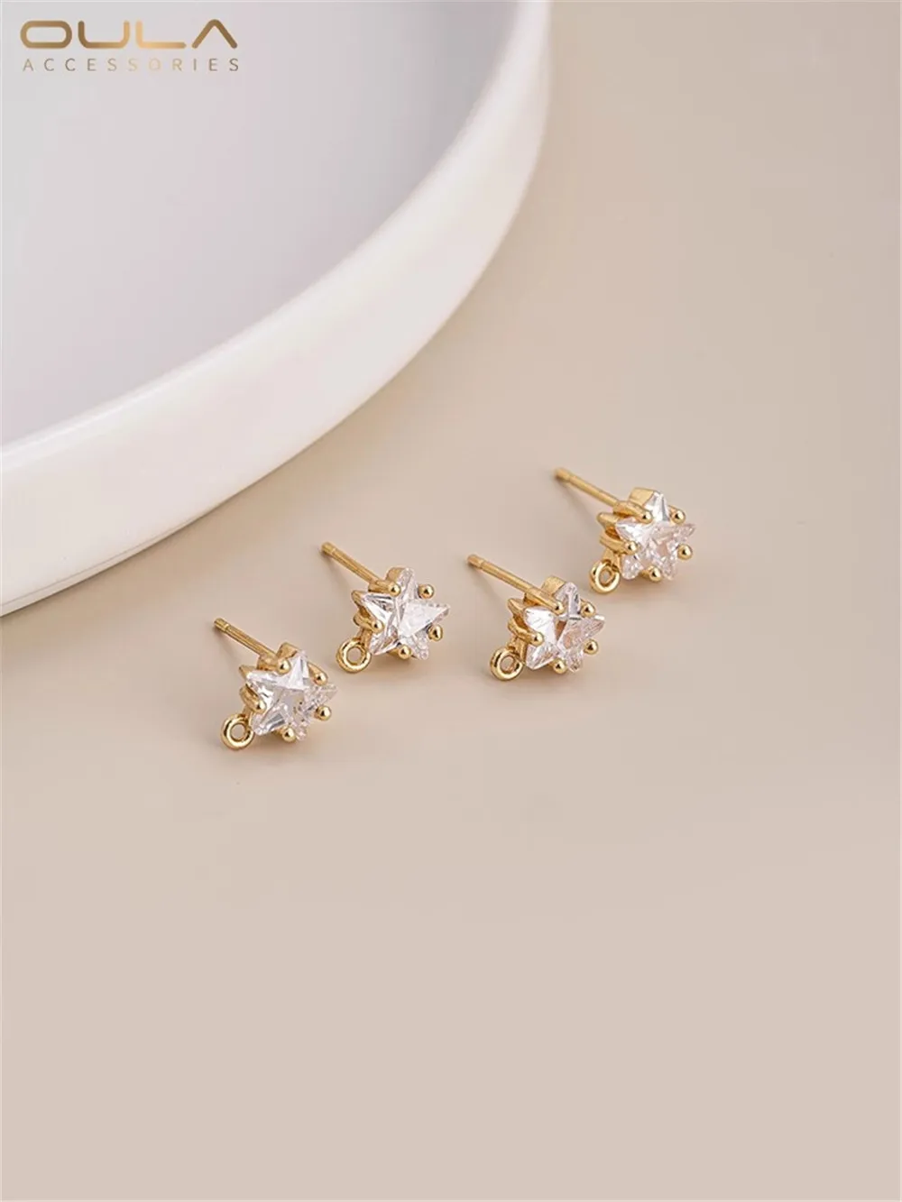 

14K Bag Gold Earrings Diy Accessories with Hanging Zircon Five-pointed Star Earrings S925 Silver Needle Handmade Ear Needles