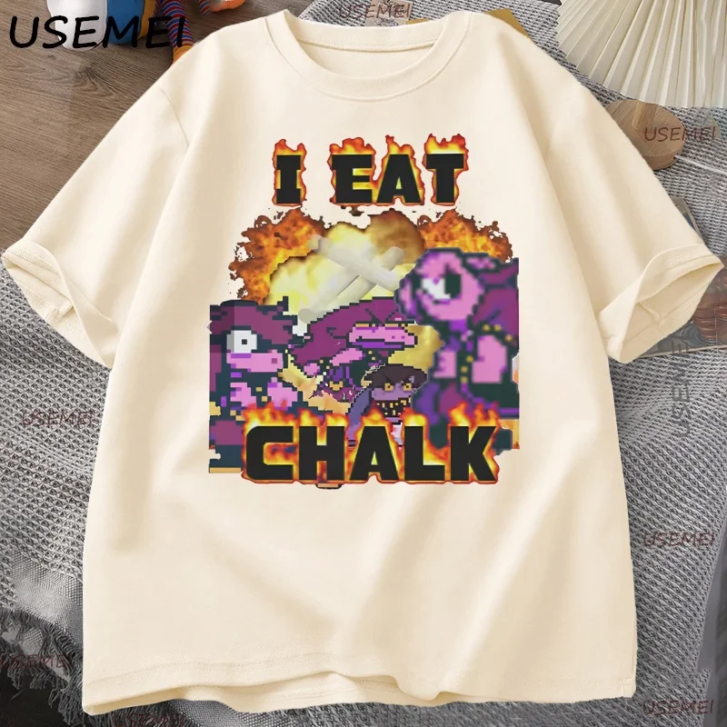 I Eat Chalk Deltarune Game T-shirt for Men Women Causal Funny Short Sleeve Round Neck Tshirt Streetwear Male Graphic T Shirts