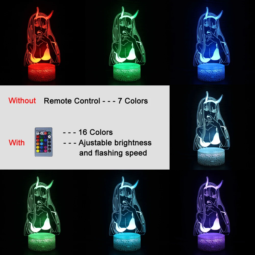 Newest Anime Lamp Zero Two Figure Nightlights Kids Child Girls Manga Gift Night Light 3d Lamp Darling In The Franxx Dropshipping