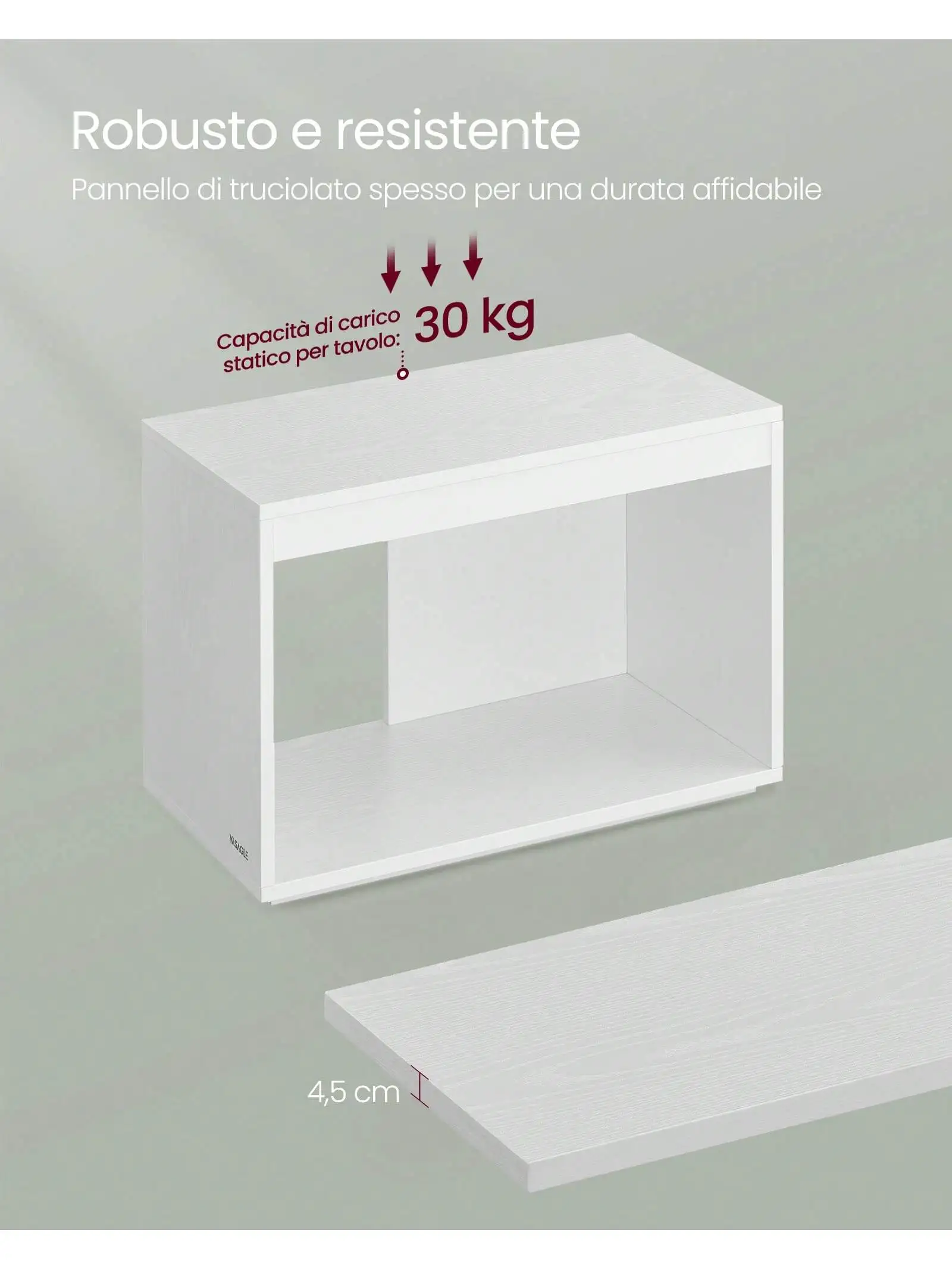 Tavolini VASAGLE, Set di 3 tavolini rettangolari modulari, stile moderno, con ripiano, per studio camera da letto soggiorno, bianco neve