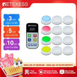 Retekess TM102 Juego de respuesta inalámbrica sistema de zumbador, 3 modos de respuesta, 4 colores para aula, competición, espectáculo de juegos familiares