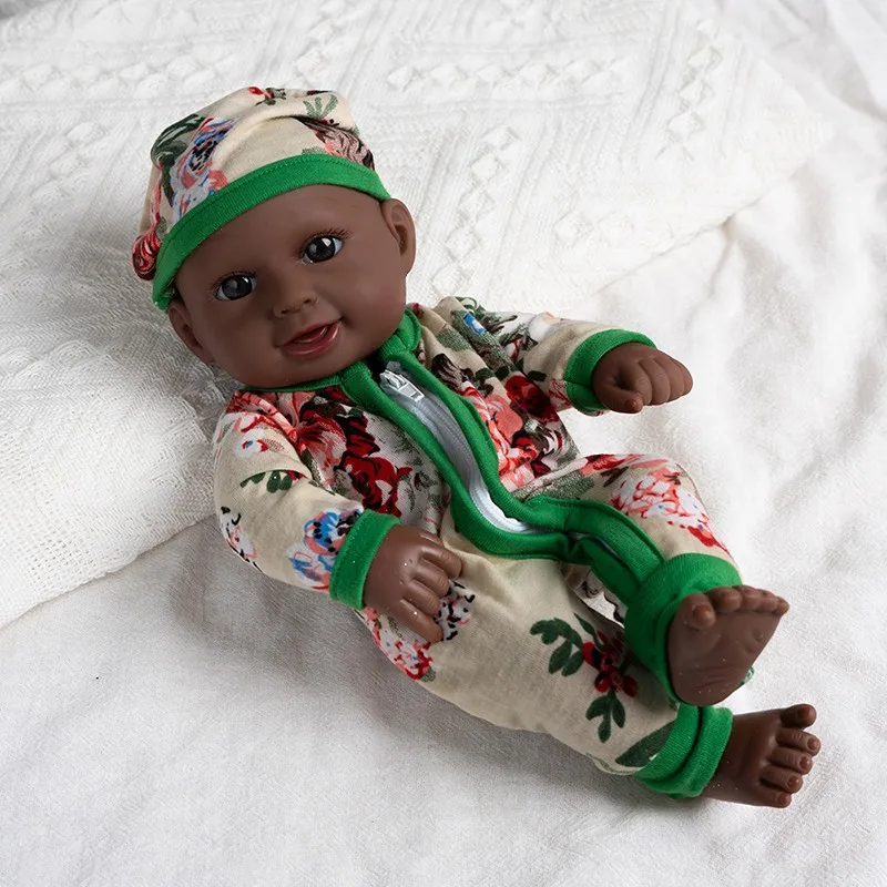 30 cm Reborn Baby Puppe Schwarz Weiche Volle Vinyl Baby Puppen Für 11,81 zoll Puppen Lebensechte Neugeborene Baby Puppe Geschenk puppe Spielzeug für Mädchen ﻿