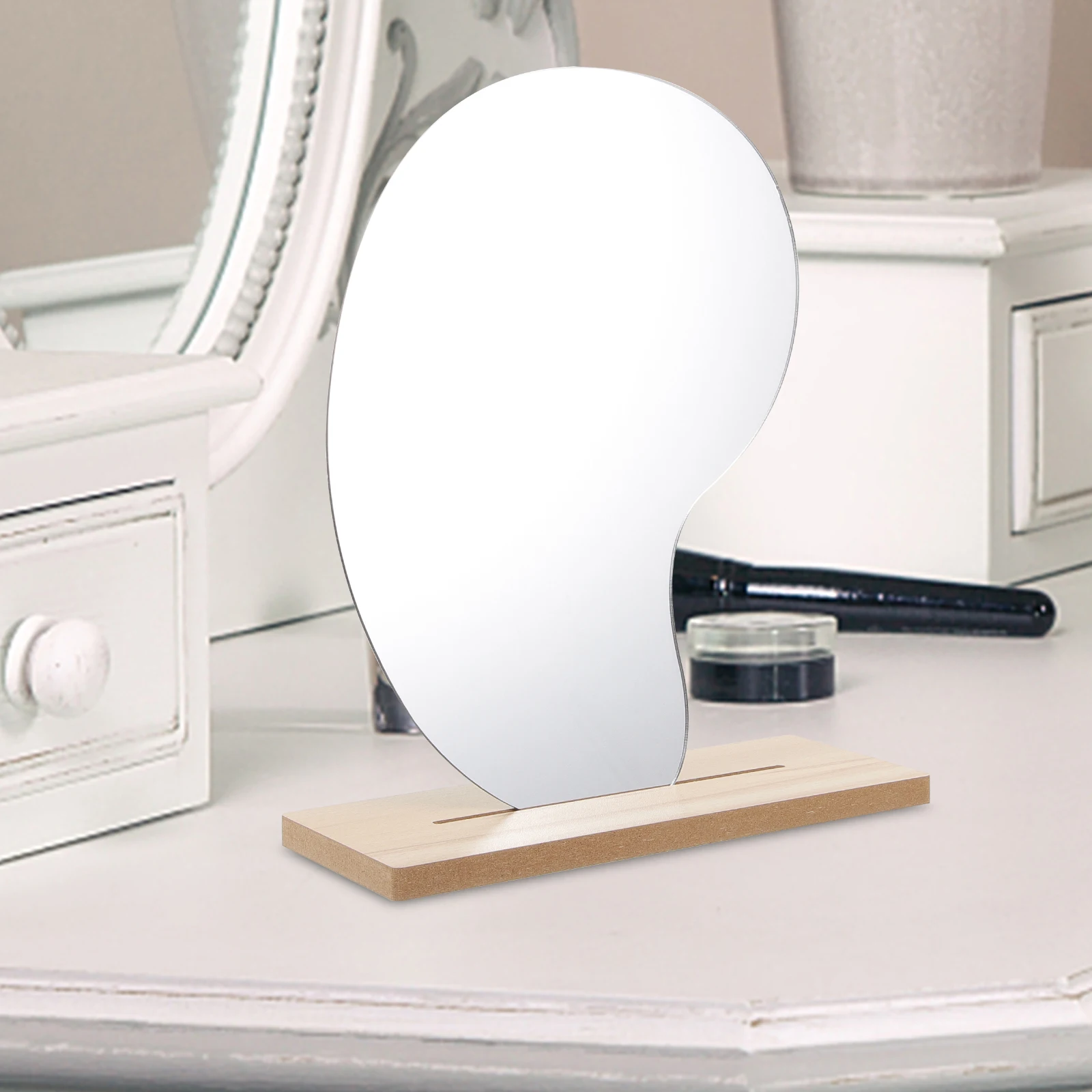 

1 set Clay Mirror Material Irregular Acrylic Makeup Mirrors Desktop Tabletop Vanity Decorative Frameless Mirror Practical