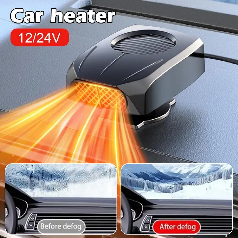 

12V 24V Car Heater 2 In 1 Car Windshield Fast Heating Defrost Defogger 360 Degree Rotation Auto Heater For Interior Accessories