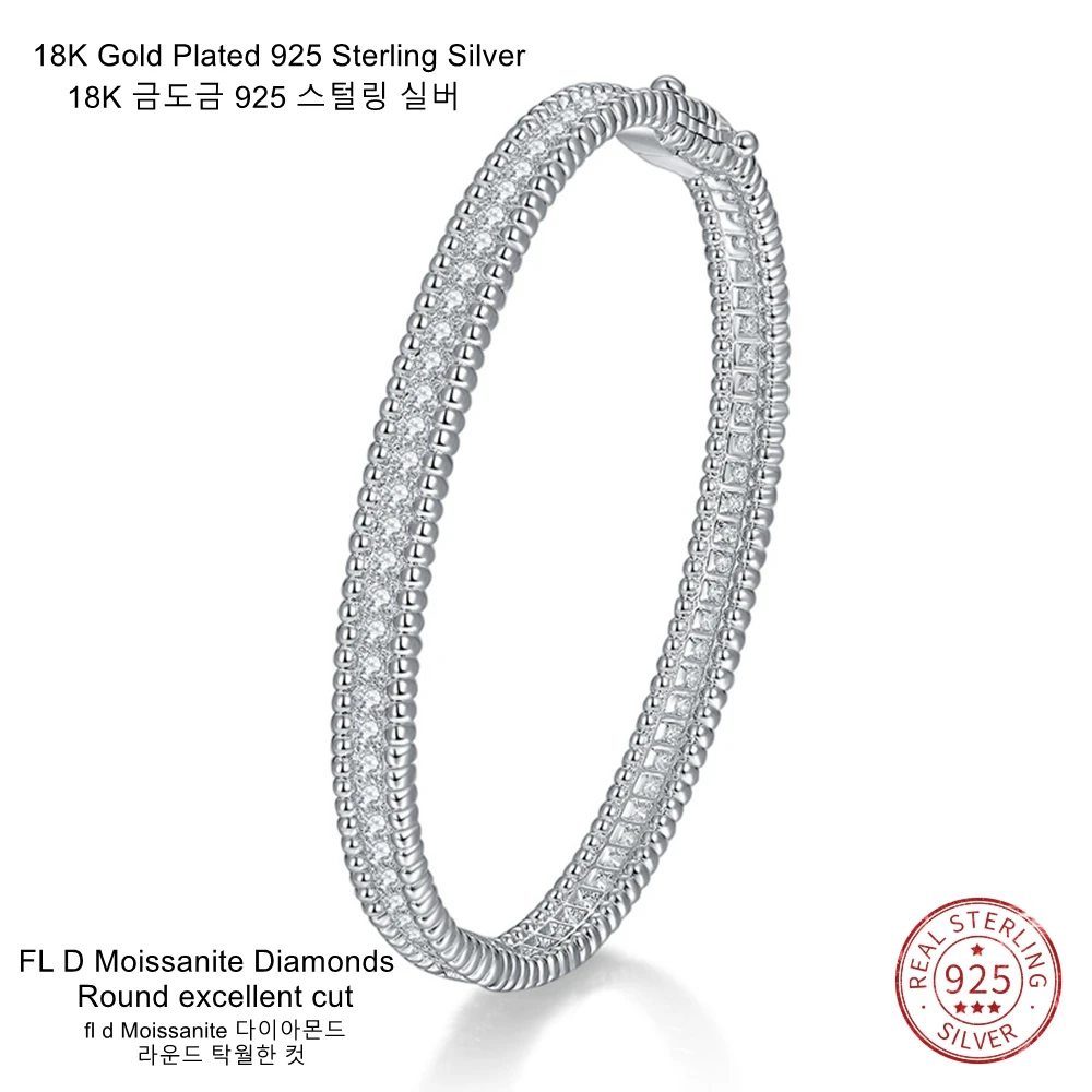 IsRabbit 18K Gold Plated 20CT Moissanite Diamonds Anniversary Bangles Bracelet 925 Sterling Silver Luxury Jewelry Drop Shipping