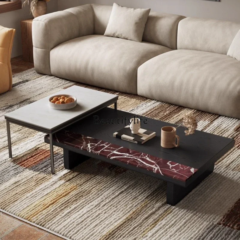 

yj39 Italian Style Light Luxury Marble Coffee Table Living Room High-End Rectangular Coffee Table Set